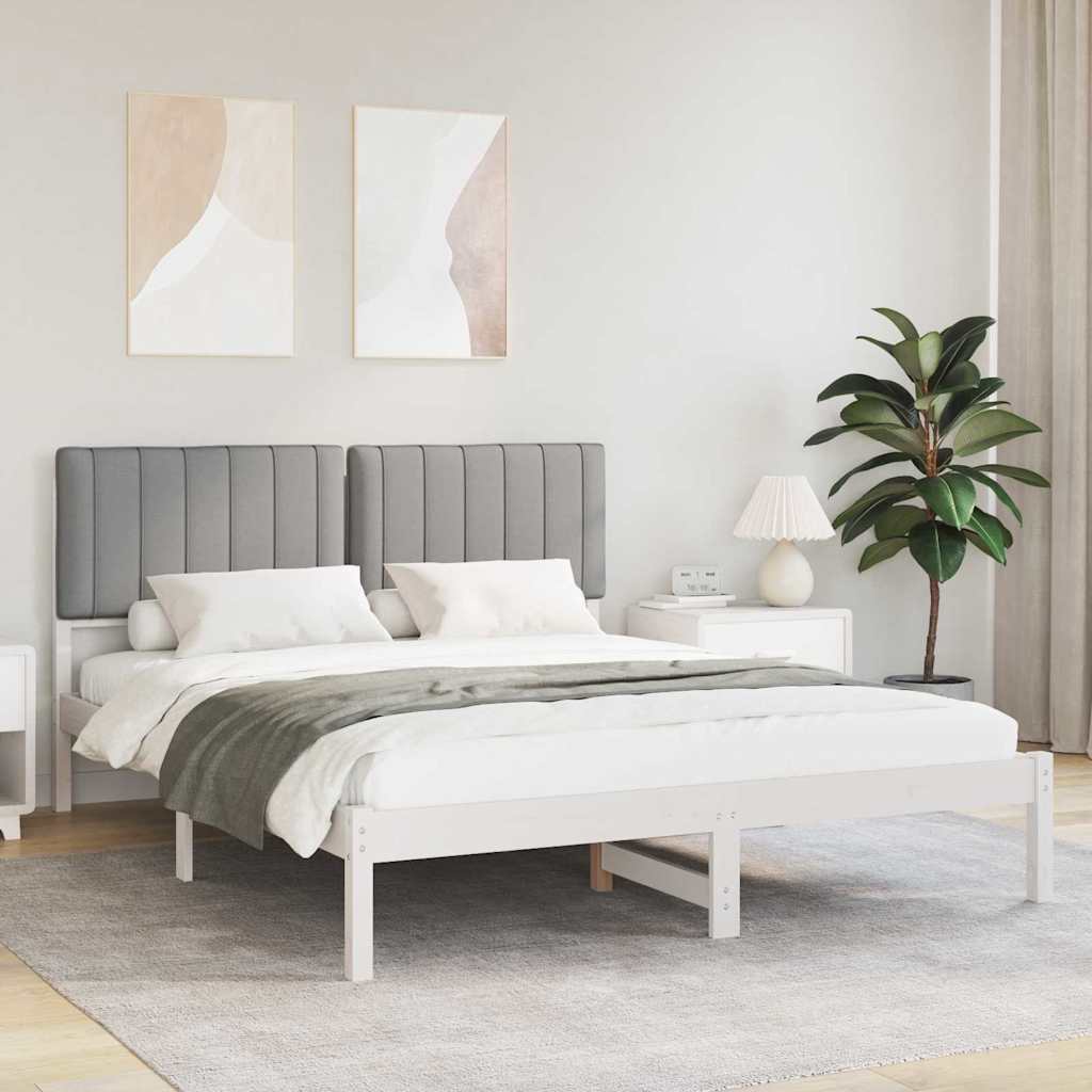 Ágykeret Kárpitozott Fejtámlával Világosszürke 160 x 200 cm