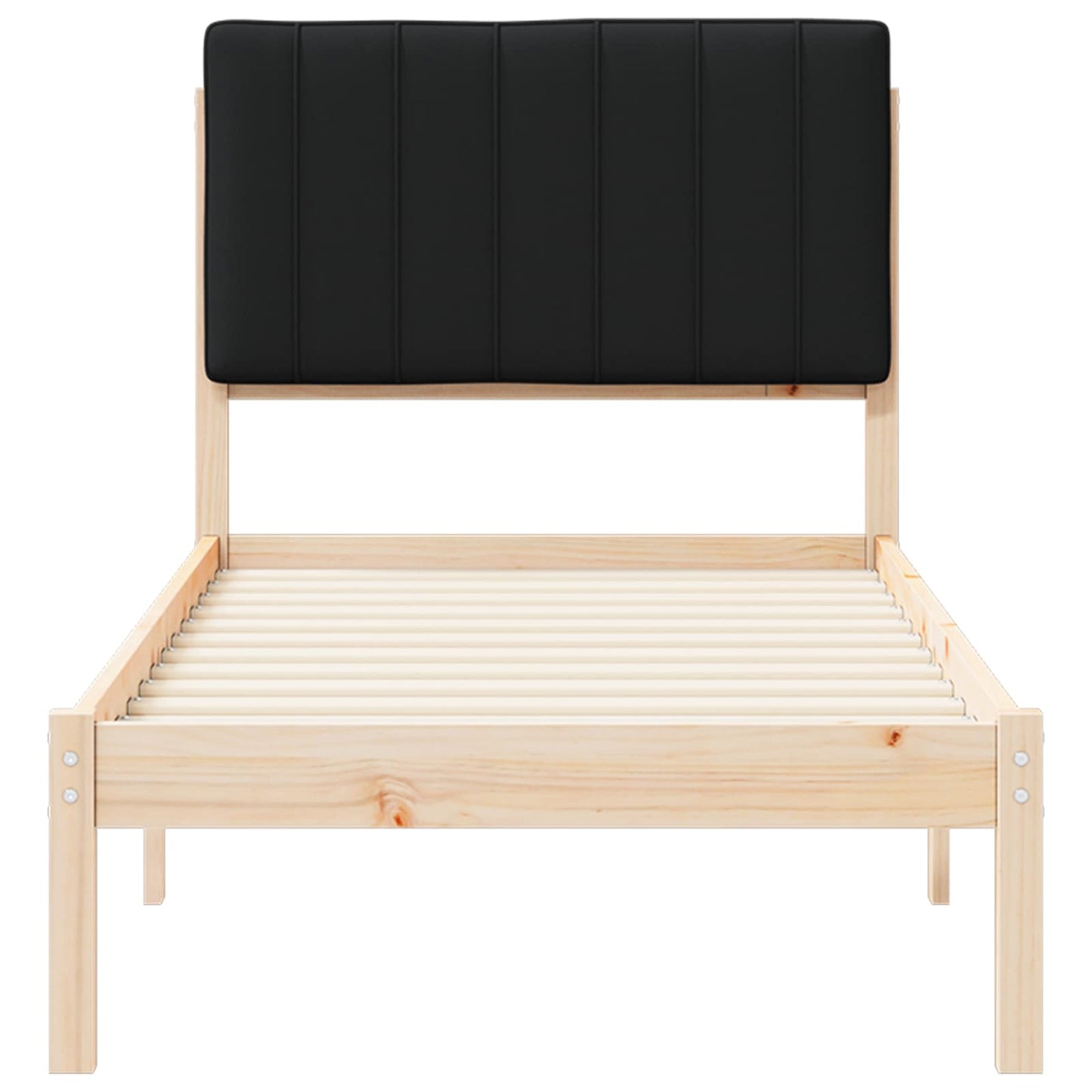 Ágykeret Kárpitozott Fejtámlával Fekete 80 x 200 cm Tömör fenyő