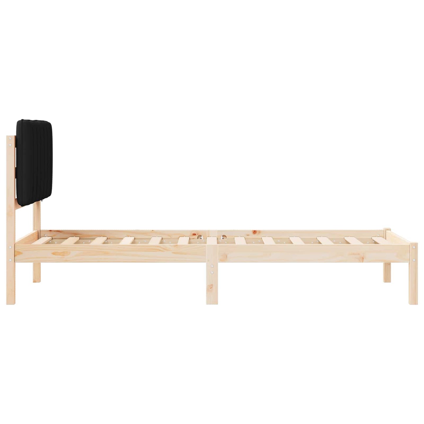 Ágykeret Kárpitozott Fejtámlával Fekete 80 x 200 cm Tömör fenyő