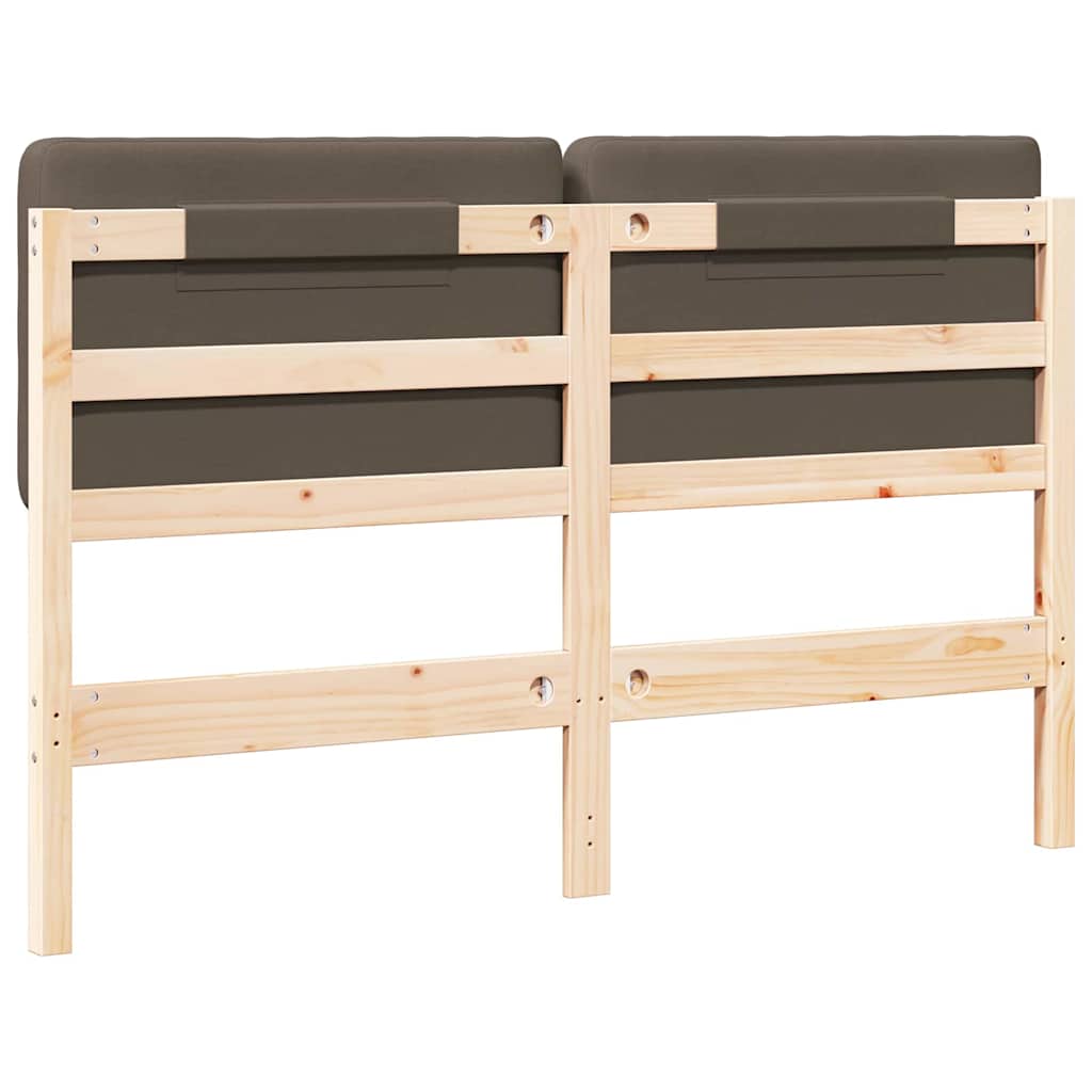 Kárpitozott fejtámla Barna és taupe 140 cm Tömör fenyőfa