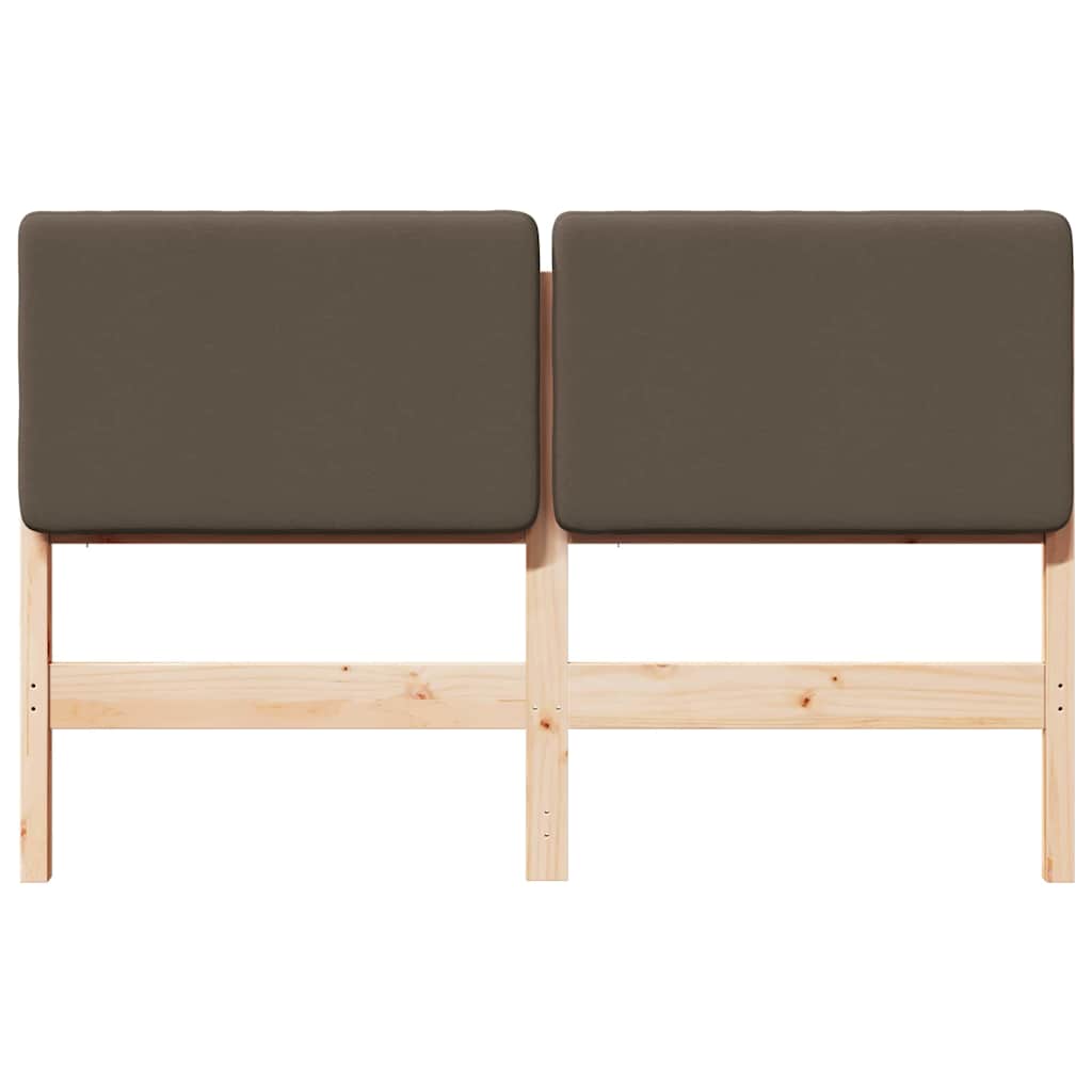 Kárpitozott fejtámla Barna és taupe 140 cm Tömör fenyőfa