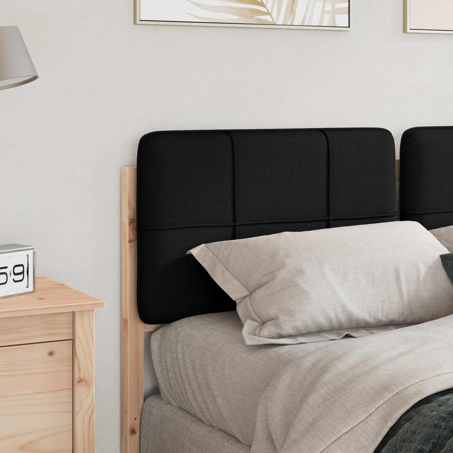 Kárpitozott fejtámla Barna és fekete 150 cm Tömör fenyőfa
