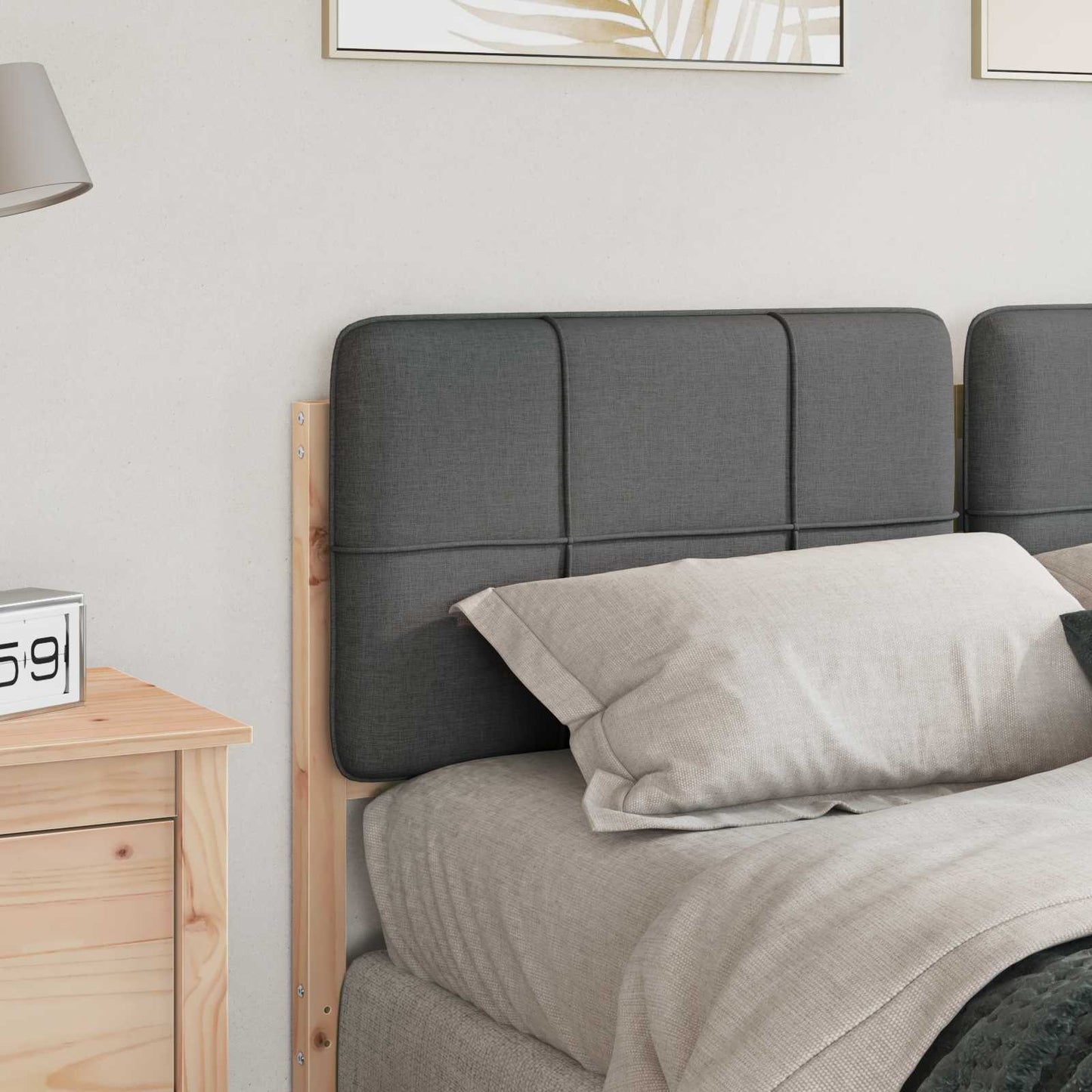 Kárpitozott fejtámla fejtámlával Barna és Világosszürke 135 cm