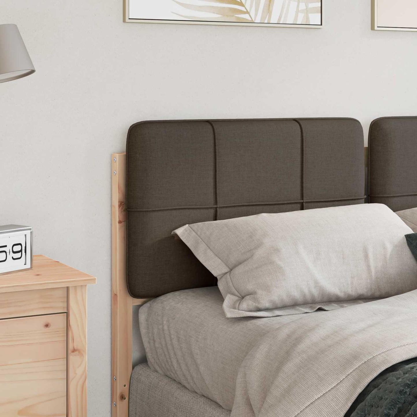 Kárpitozott fejtámla Barna és taupe 120 cm Tömör fenyőfa
