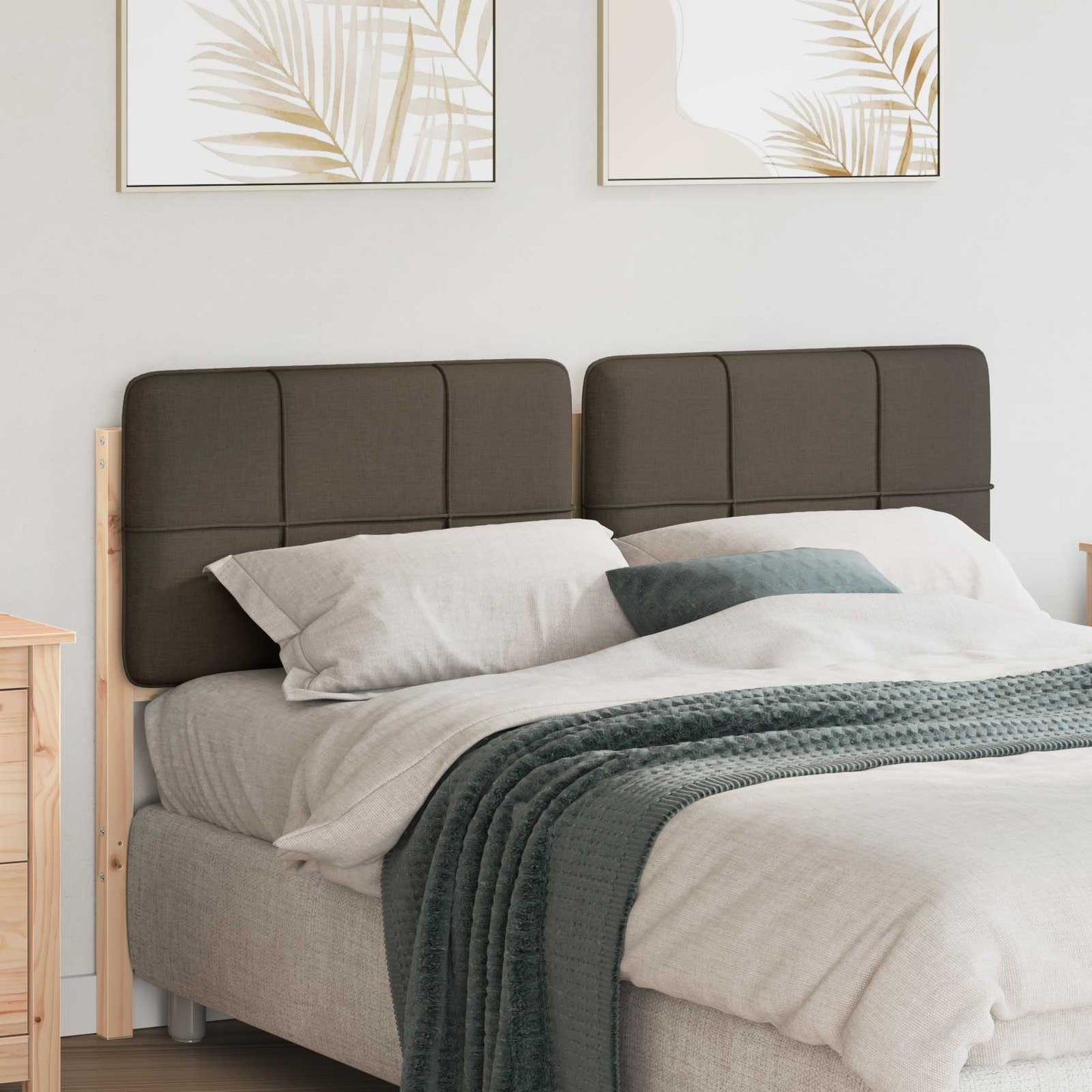Kárpitozott fejtámla Barna és taupe 120 cm Tömör fenyőfa