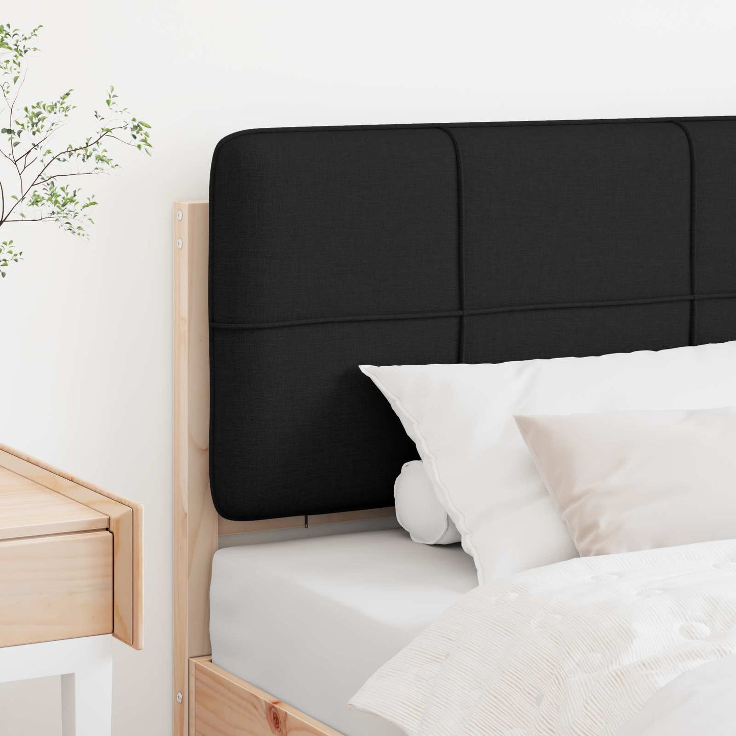 Kárpitozott fejtámla Barna és fekete 90 cm Tömör fenyőfa