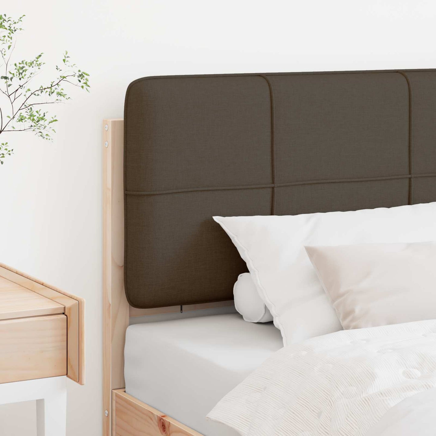 Kárpitozott fejtámla Barna és taupe 90 cm Tömör fenyőfa