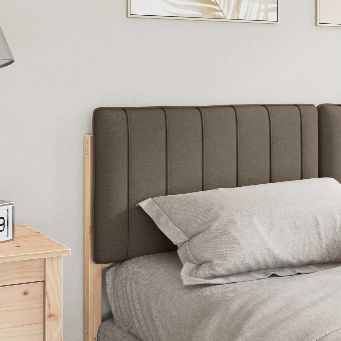 Kárpitozott fejtámla Barna és taupe 150 cm Tömör fenyőfa
