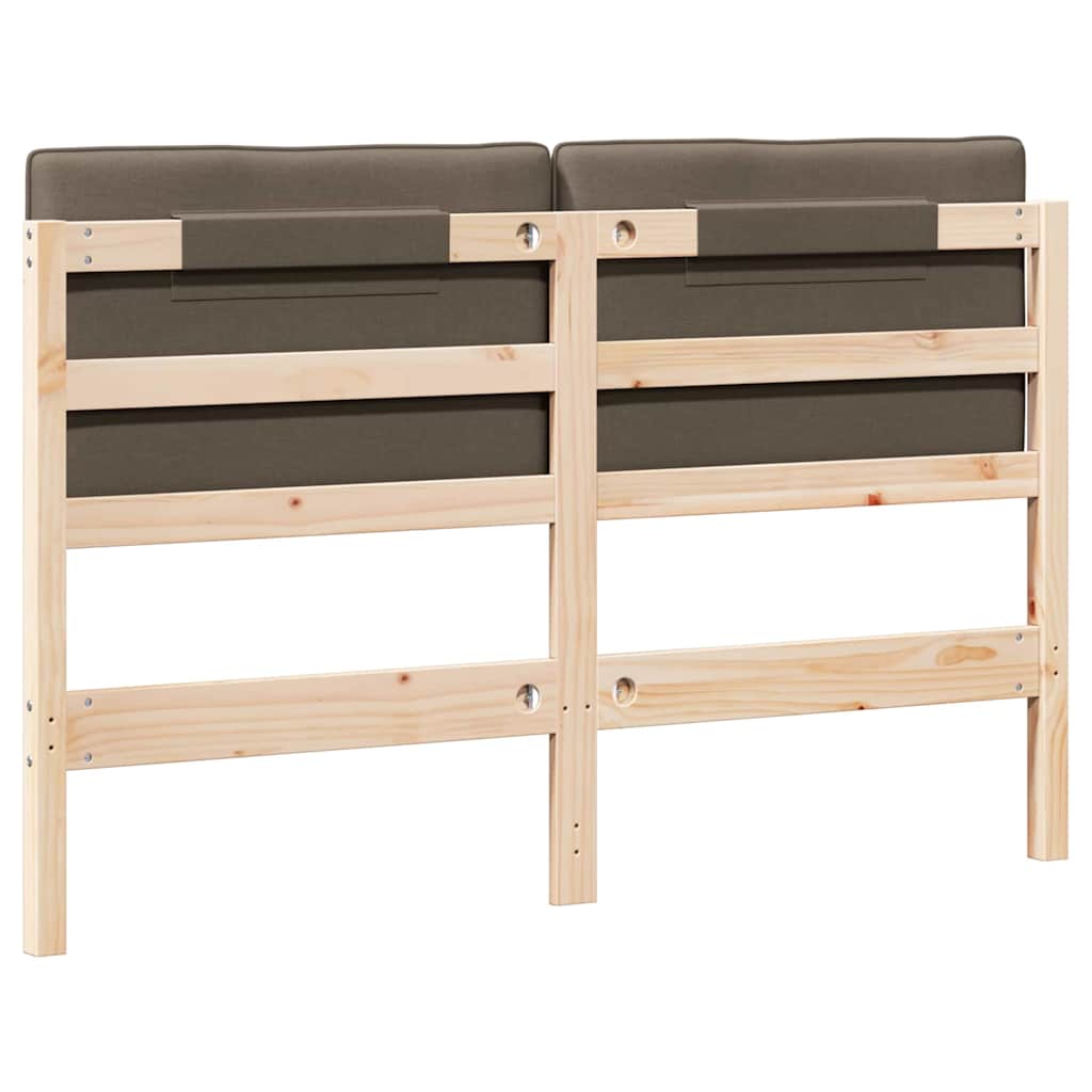 Kárpitozott fejtámla Barna és taupe 140 cm Tömör fenyőfa