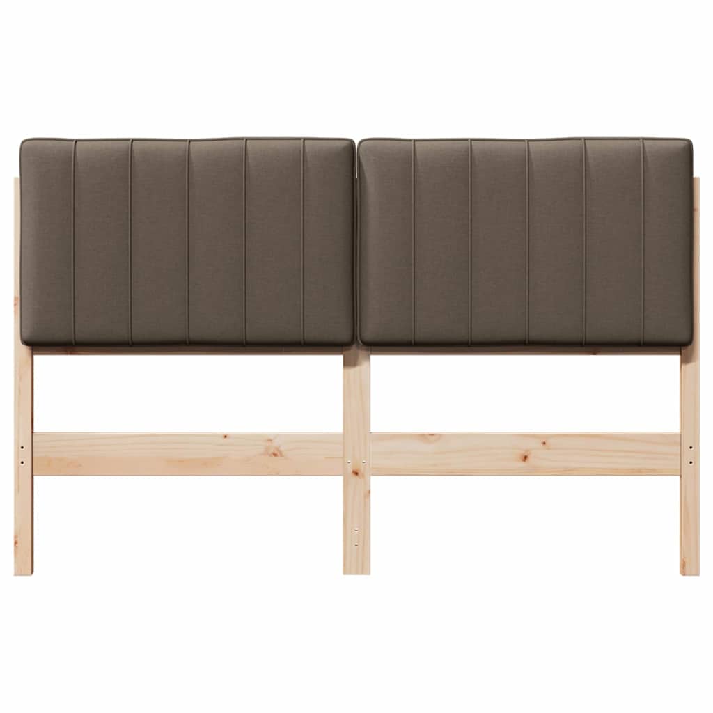 Kárpitozott fejtámla Barna és taupe 140 cm Tömör fenyőfa