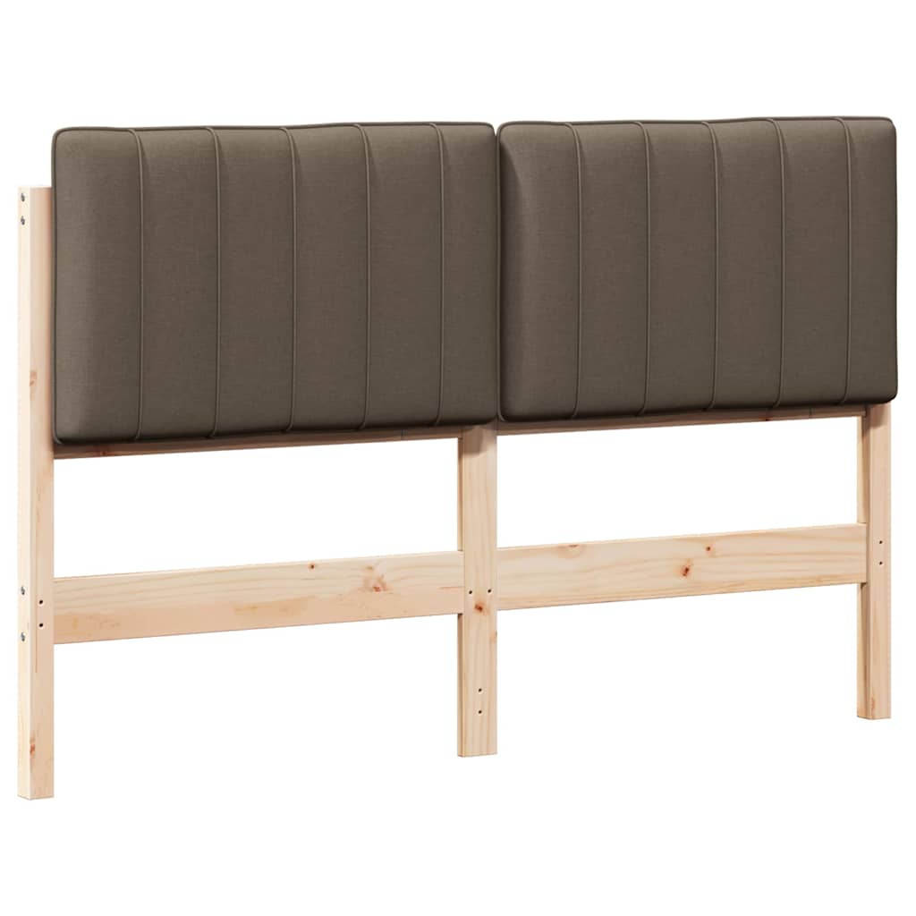 Kárpitozott fejtámla Barna és taupe 135 cm Tömör fenyőfa