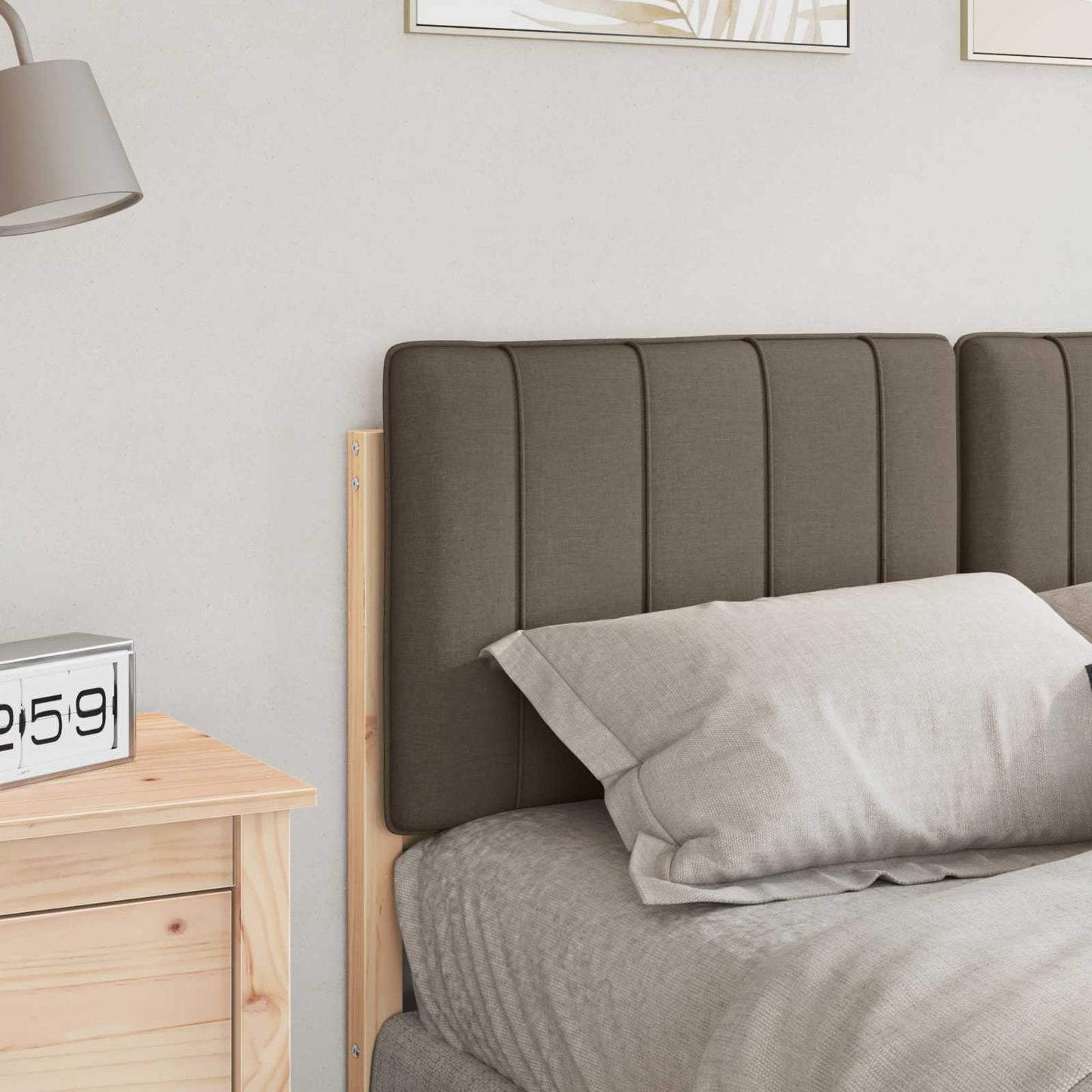 Kárpitozott fejtámla Barna és taupe 120 cm Tömör fenyőfa