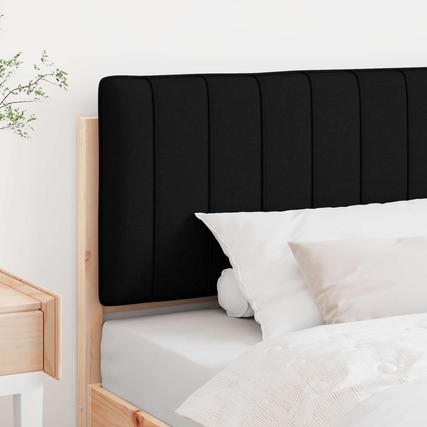 Kárpitozott fejtámla Barna és fekete 100 cm Tömör fenyőfa