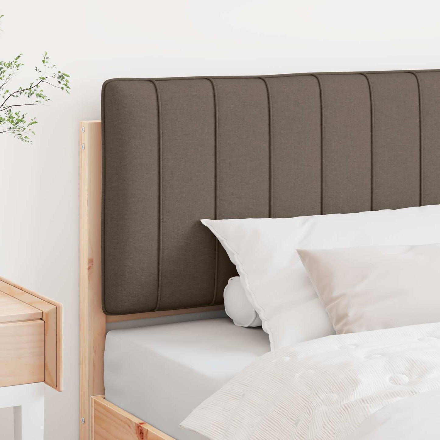 Kárpitozott fejtámla Barna és taupe 100 cm Tömör fenyőfa