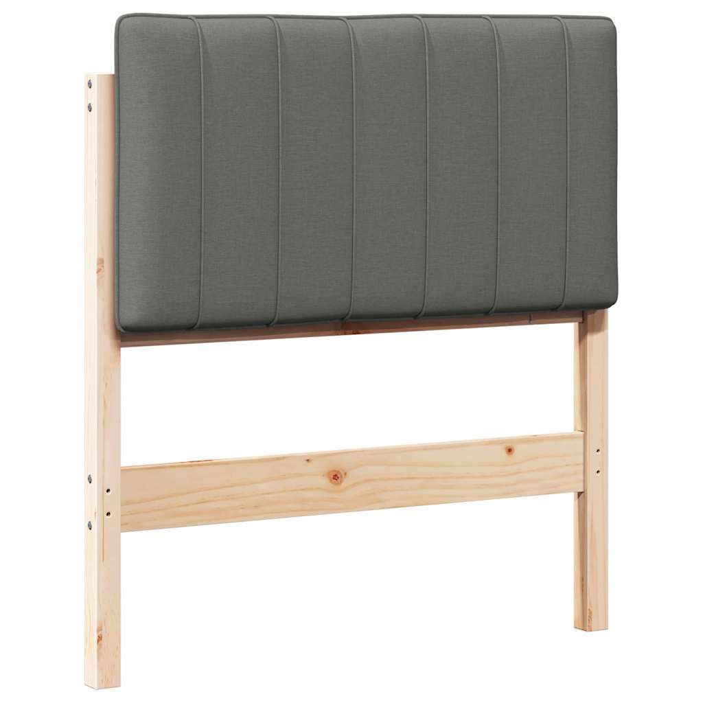 Kárpitozott fejtámla Barna és Világosszürke 80 cm Tömör fenyőfa