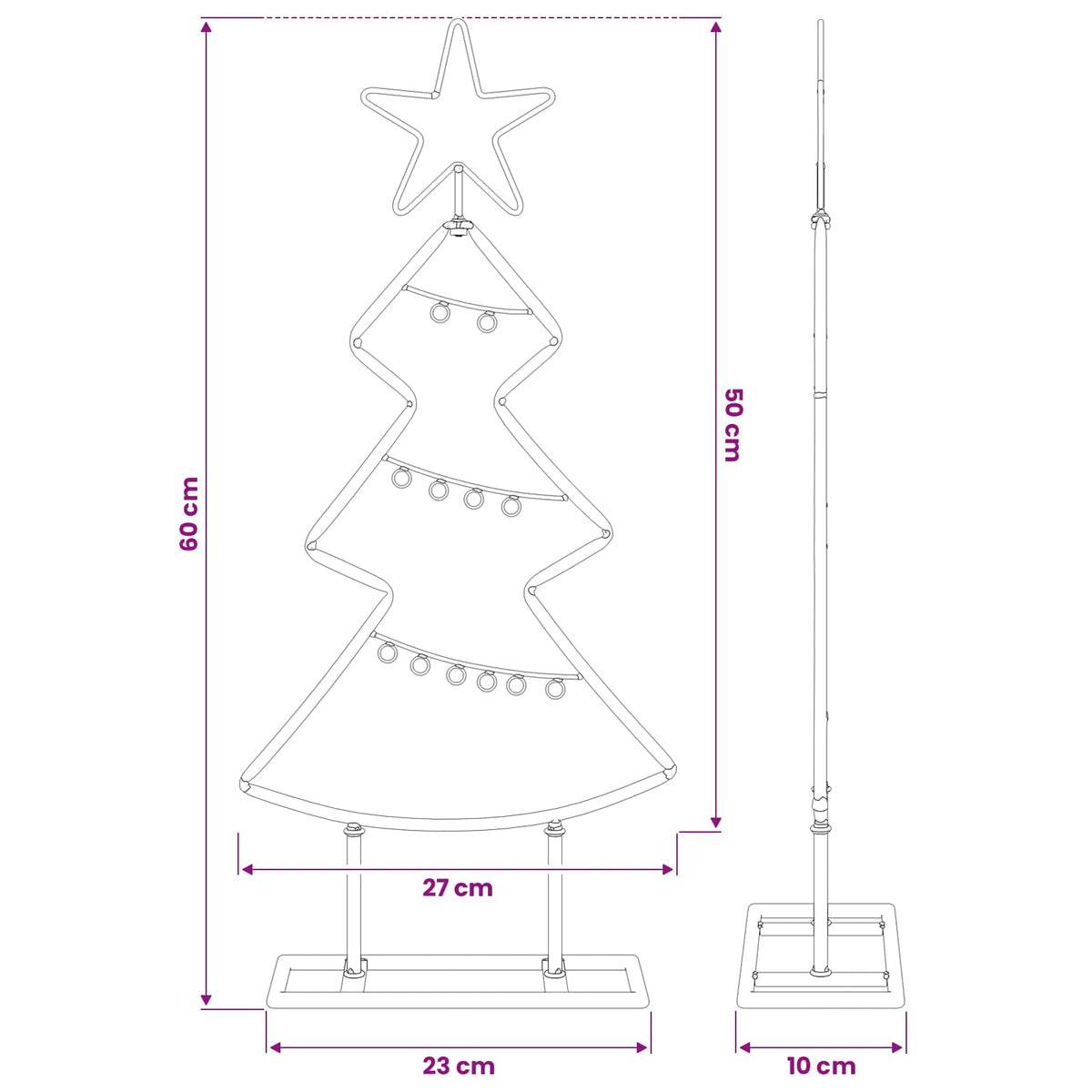 Fém karácsonyfa Fekete 60 cm Acél