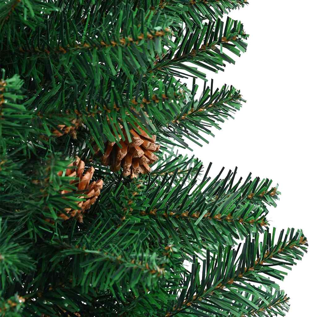 Karcsú karácsonyfa 150 LED-del Zöld 150 cm PVC és tömör fenyőfa