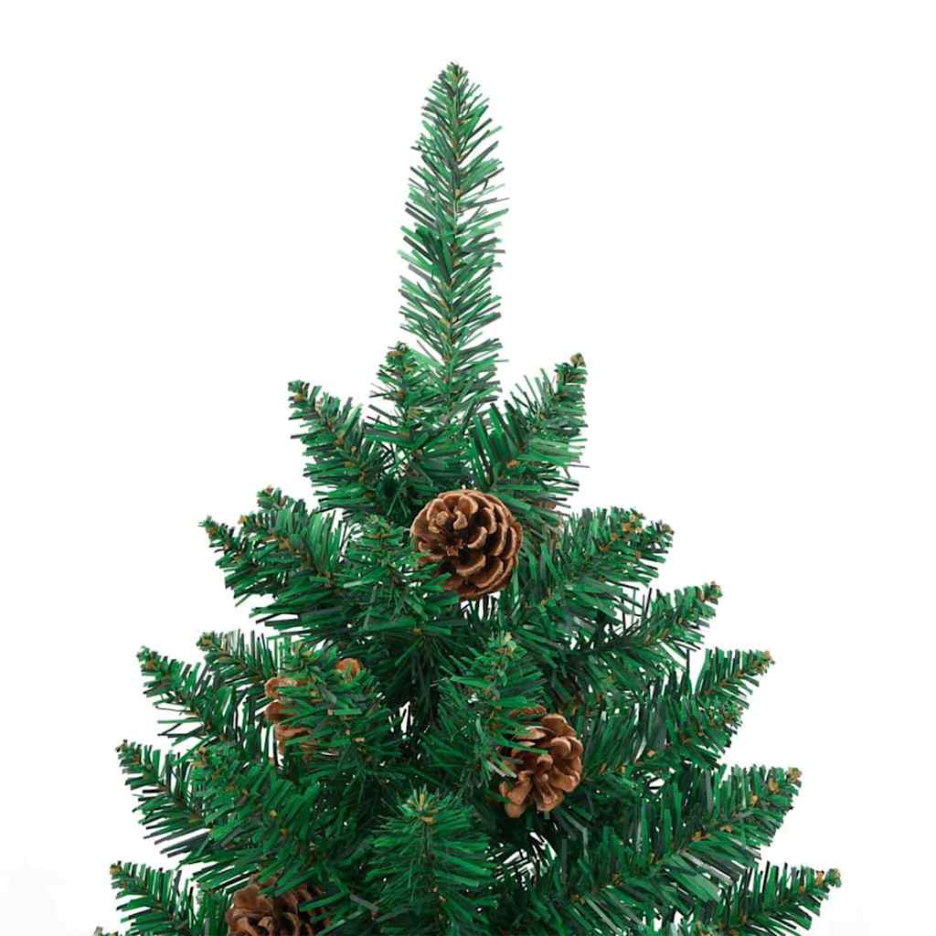 Karcsú karácsonyfa 300 LED-del Zöld 180 cm PVC és tömör fenyőfa