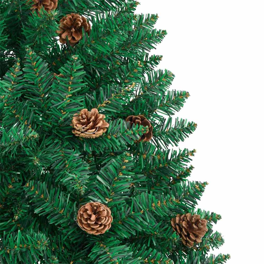 Karcsú karácsonyfa 300 LED-del Zöld 180 cm PVC és tömör fenyőfa
