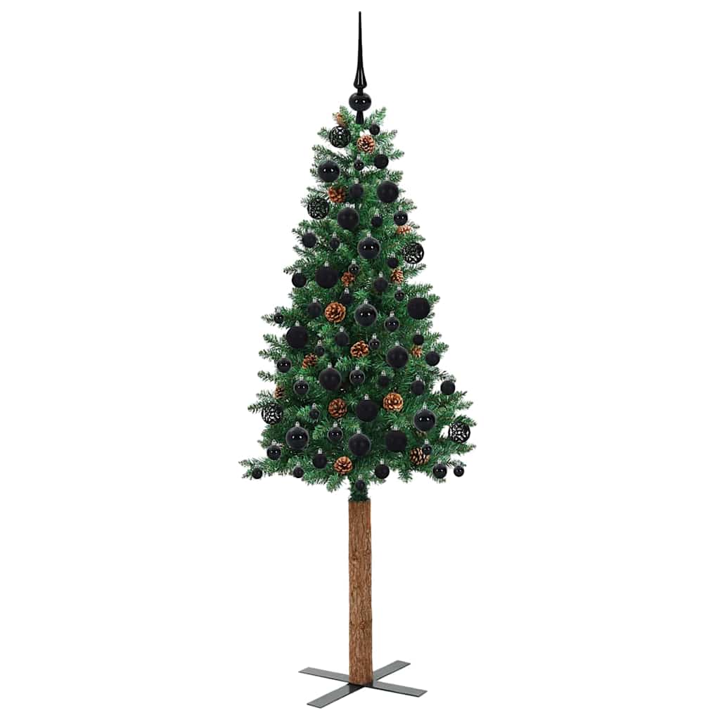 Karcsú karácsonyfa 300 LED-del Zöld 180 cm PVC és tömör fenyőfa