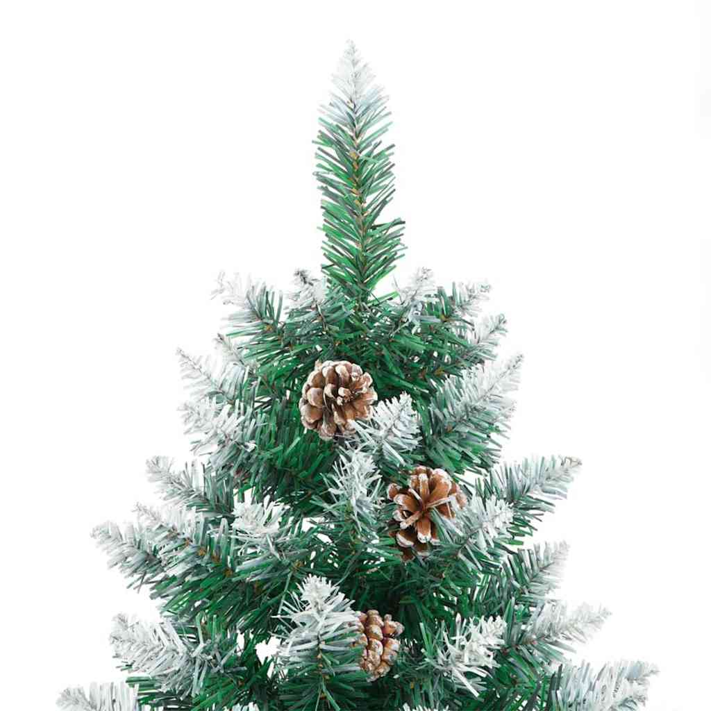 Karcsú karácsonyfa 300 LED-del Zöld 180 cm PVC és tömör fenyőfa