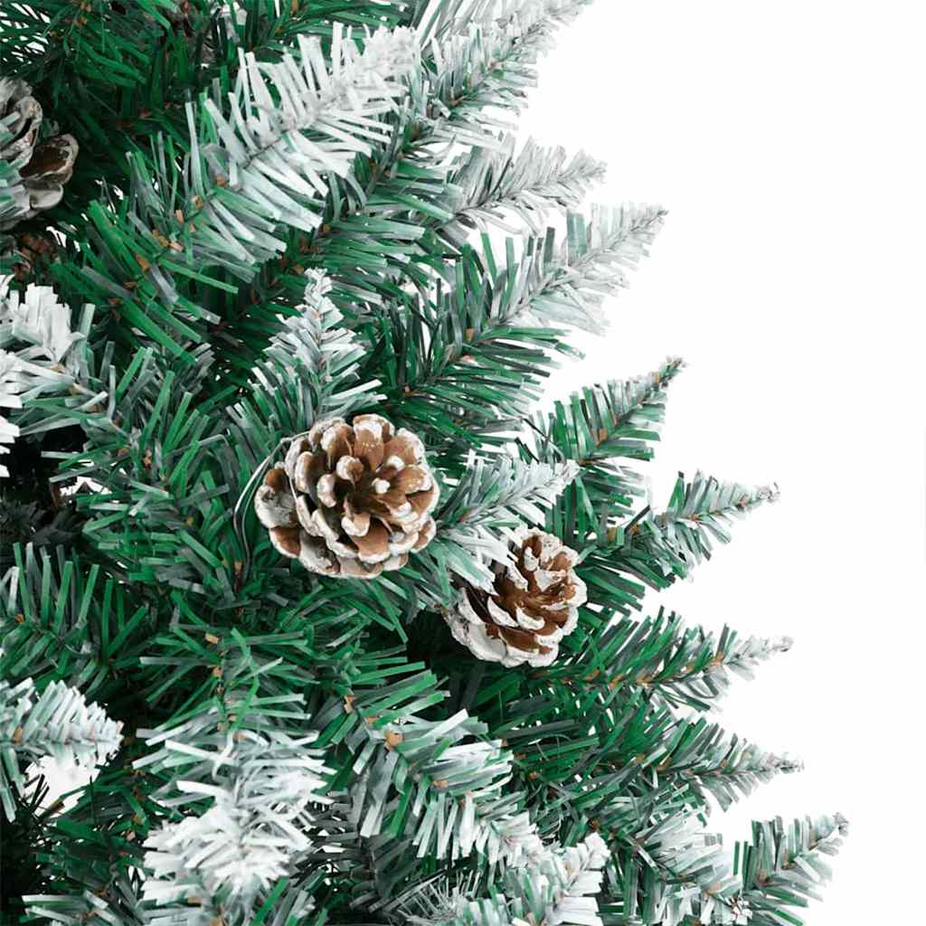 Karcsú karácsonyfa 300 LED-del Zöld 180 cm PVC és tömör fenyőfa