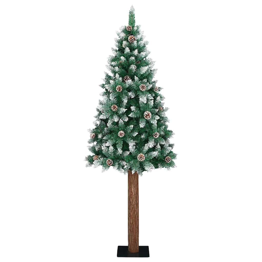 Karcsú karácsonyfa 300 LED-del Zöld 180 cm PVC és tömör fenyőfa