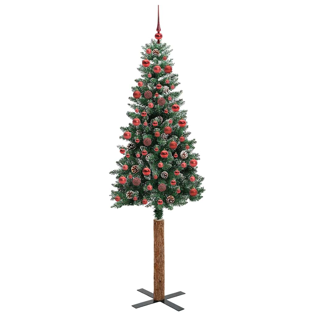 Karcsú karácsonyfa 300 LED-del Zöld 180 cm PVC és tömör fenyőfa