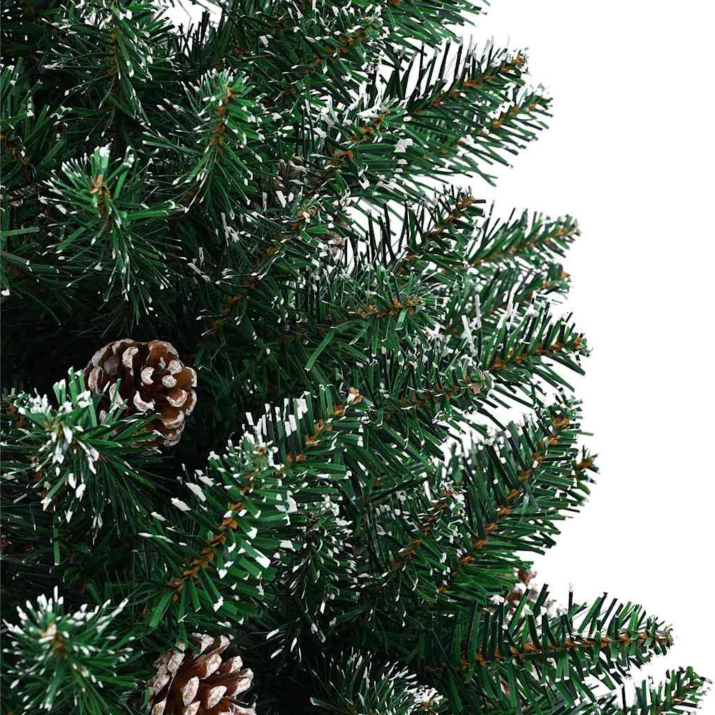 Karcsú karácsonyfa 300 LED-del Zöld 180 cm PVC és tömör fenyőfa