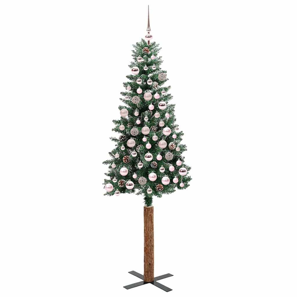 Karcsú karácsonyfa 300 LED-del Zöld 180 cm PVC és tömör fenyőfa