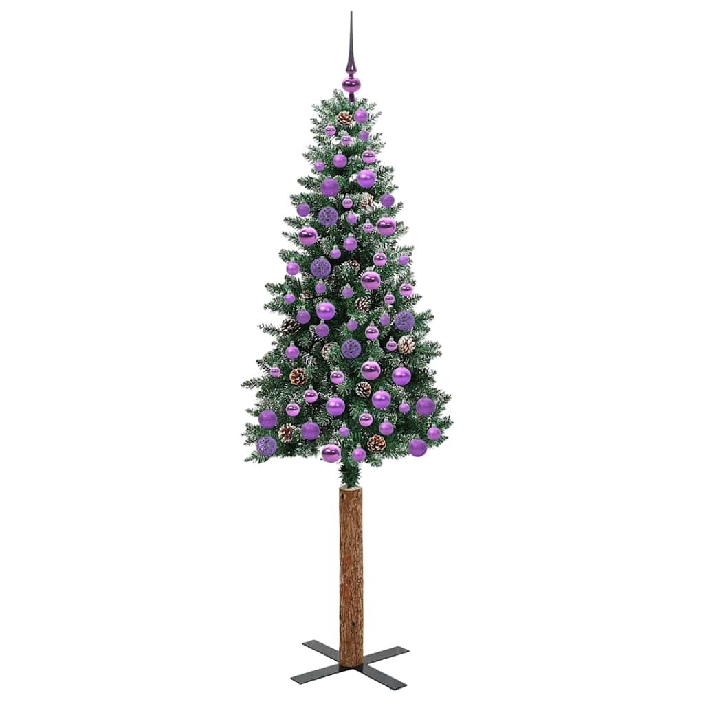 Karcsú karácsonyfa 300 LED-del Zöld 180 cm PVC és tömör fenyőfa