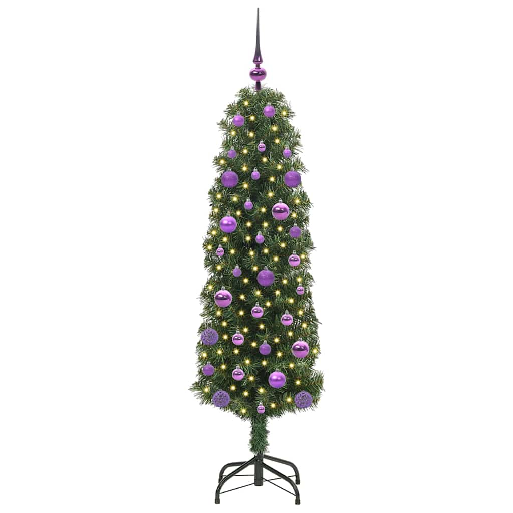 Mű karácsonyfa 150 LED-del Zöld 150 cm PVC, acél és műanyag