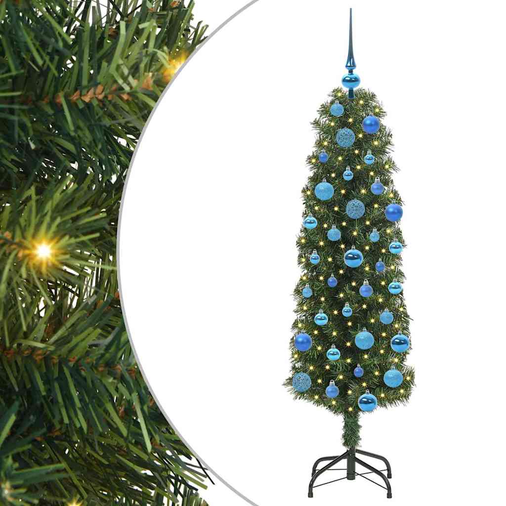 Mű karácsonyfa 150 LED-del Zöld 150 cm PVC, acél és műanyag