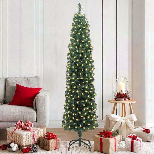 Mű karácsonyfa 300 LED-del Zöld 180 cm PVC, acél és műanyag
