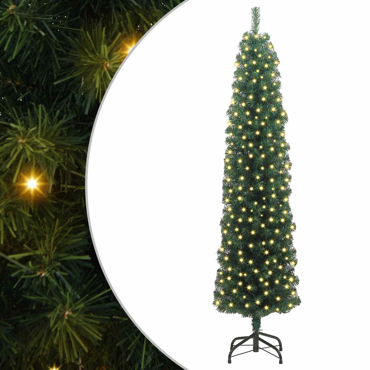 Mű karácsonyfa 300 LED-del Zöld 180 cm PVC, acél és műanyag
