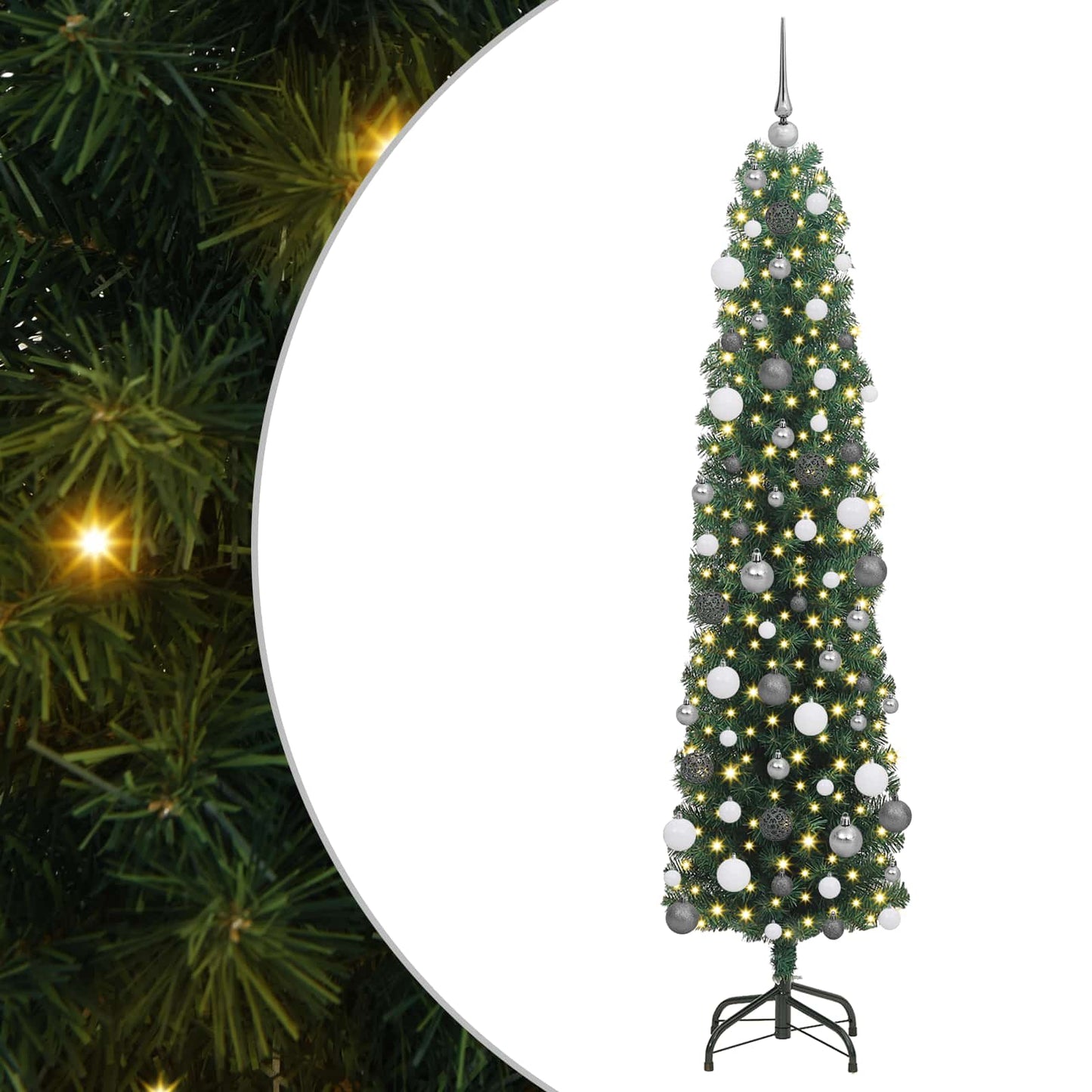 Mű karácsonyfa 300 LED-del Zöld 180 cm PVC, acél és műanyag