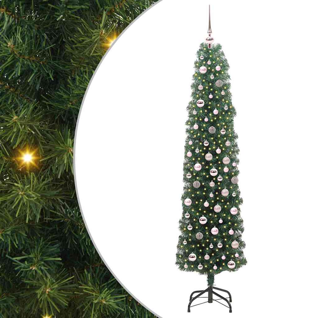 Mű karácsonyfa 300 LED-del Zöld 210 cm PVC, acél és műanyag