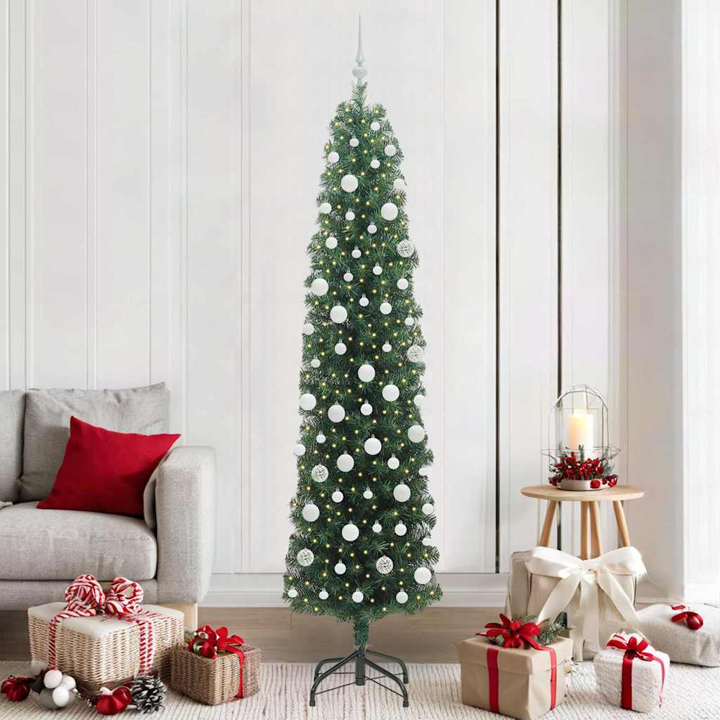 Mű karácsonyfa 300 LED-del Zöld 210 cm PVC, acél és műanyag