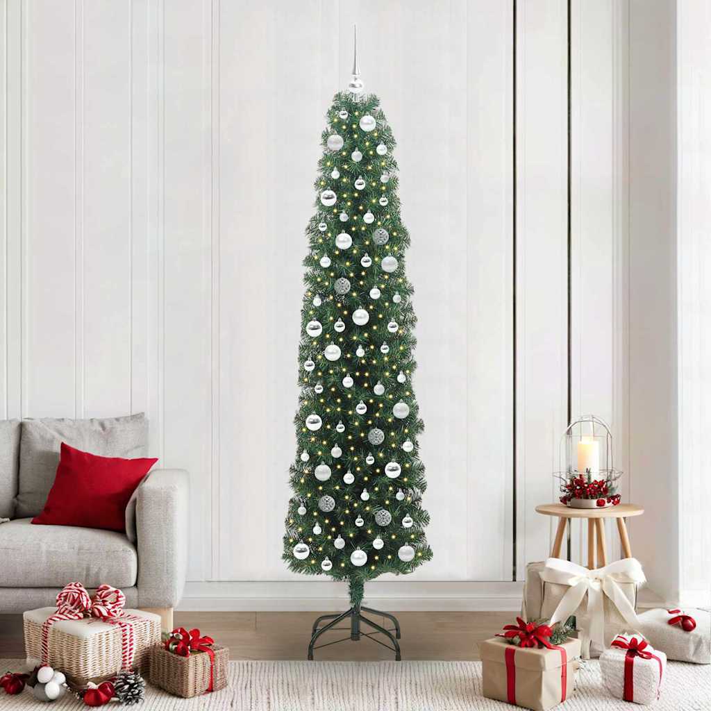 Mű karácsonyfa 300 LED-del Zöld 210 cm PVC, acél és műanyag