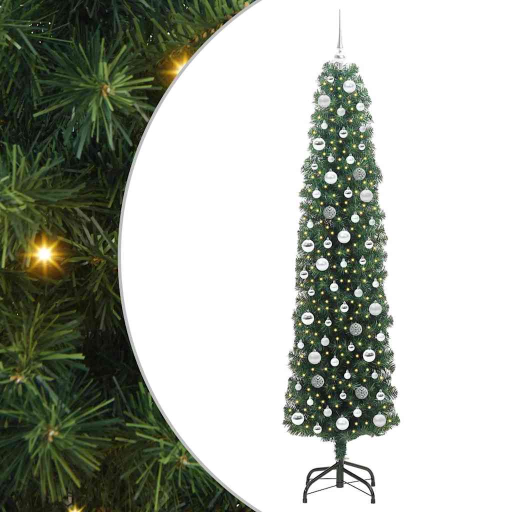 Mű karácsonyfa 300 LED-del Zöld 210 cm PVC, acél és műanyag