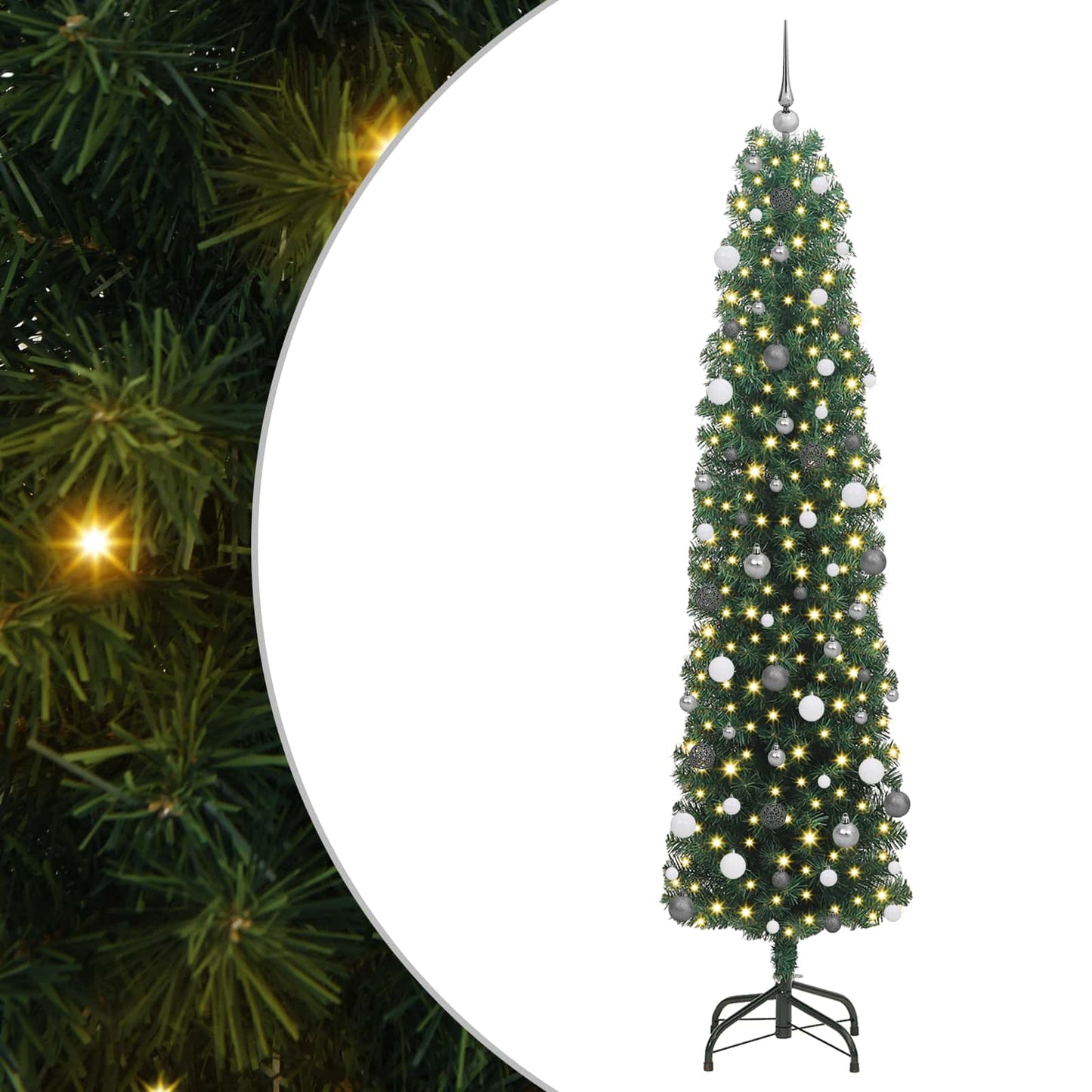 Mű karácsonyfa 300 LED-del Zöld 240 cm PVC, acél és műanyag