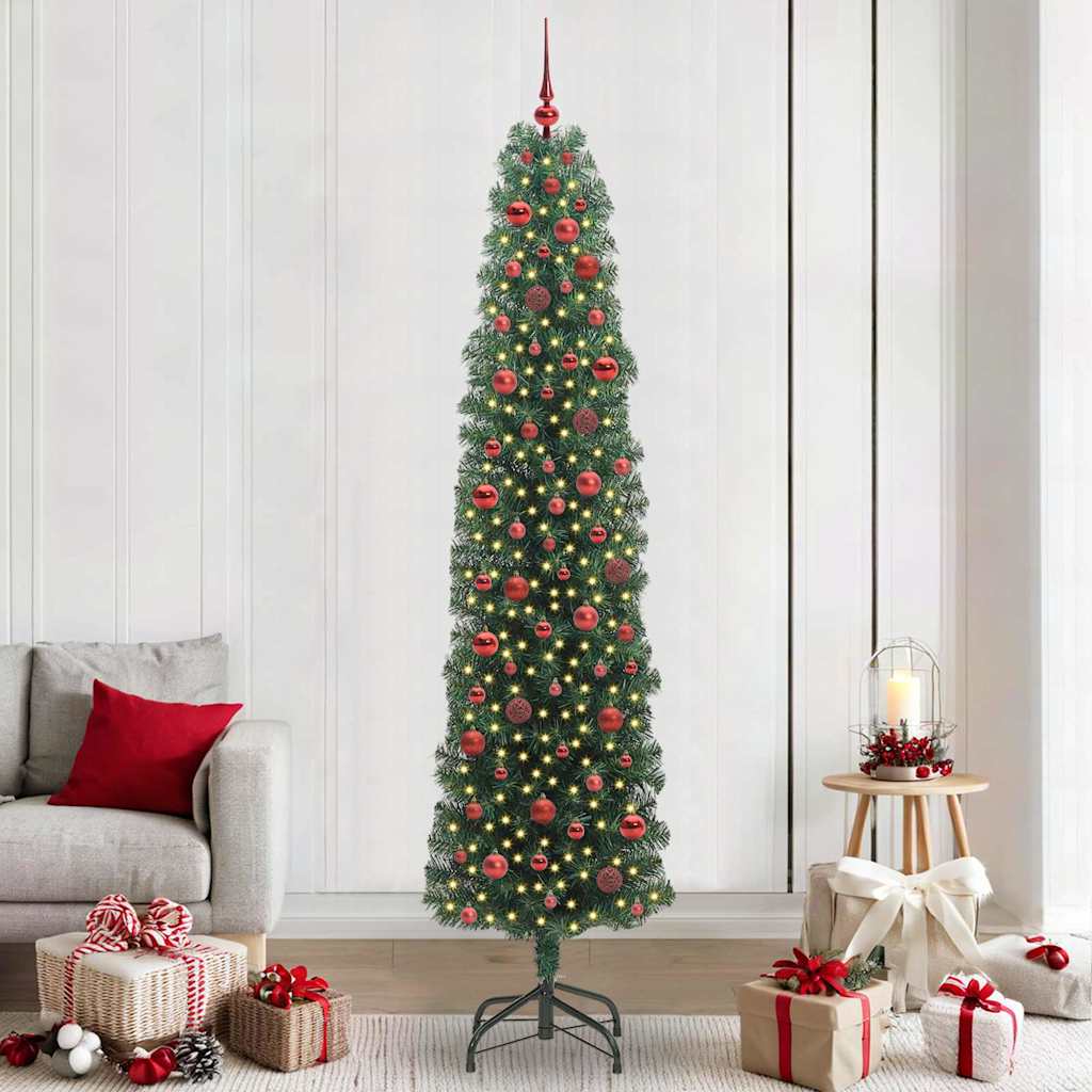 Mű karácsonyfa 300 LED-del Zöld 240 cm PVC, acél és műanyag