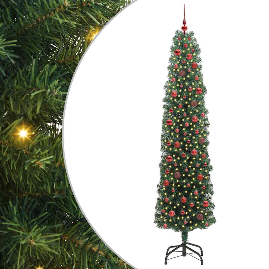 Mű karácsonyfa 300 LED-del Zöld 240 cm PVC, acél és műanyag