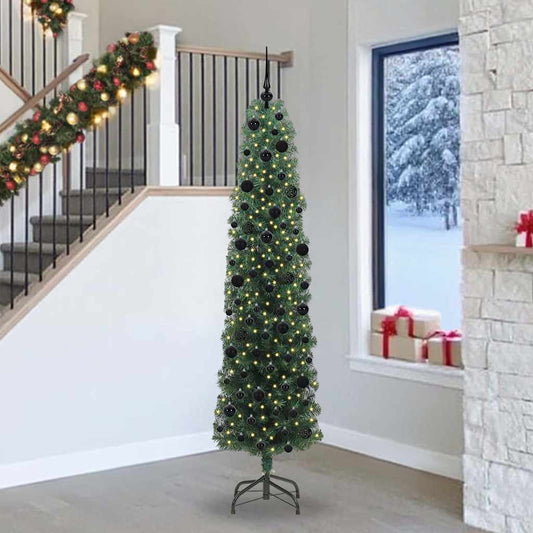 Mű karácsonyfa 300 LED-del Zöld 240 cm PVC, acél és műanyag