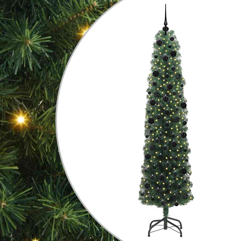 Mű karácsonyfa 300 LED-del Zöld 240 cm PVC, acél és műanyag