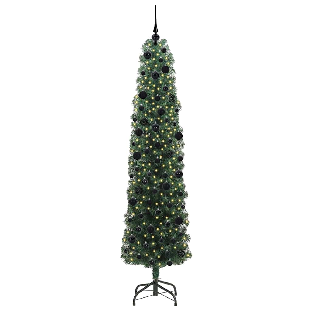 Mű karácsonyfa 300 LED-del Zöld 240 cm PVC, acél és műanyag