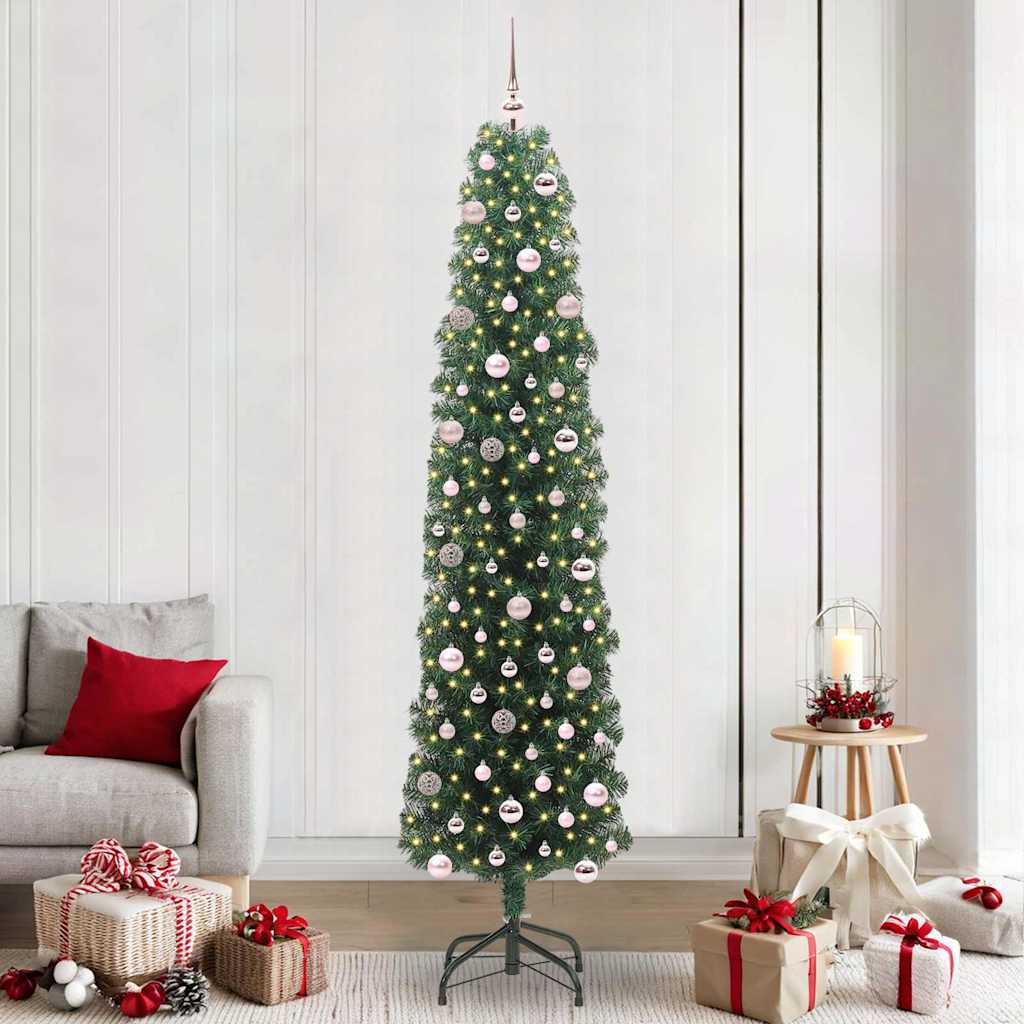 Mű karácsonyfa 300 LED-del Zöld 240 cm PVC, acél és műanyag