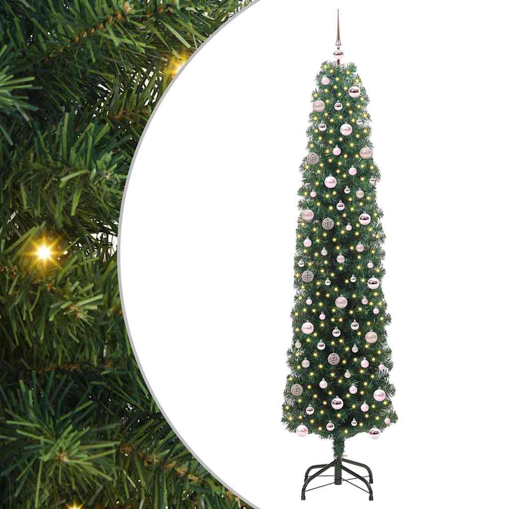 Mű karácsonyfa 300 LED-del Zöld 240 cm PVC, acél és műanyag