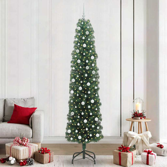 Mű karácsonyfa 300 LED-del Zöld 240 cm PVC, acél és műanyag