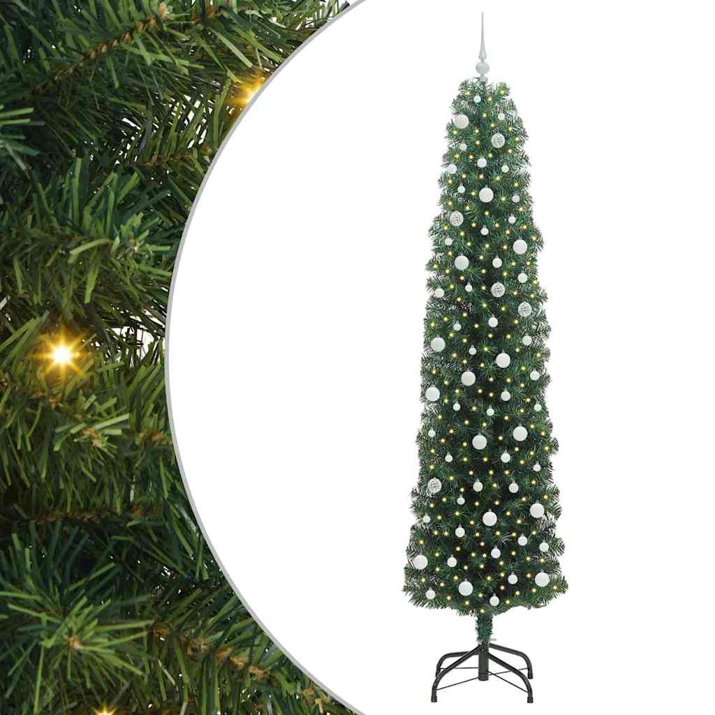Mű karácsonyfa 300 LED-del Zöld 240 cm PVC, acél és műanyag